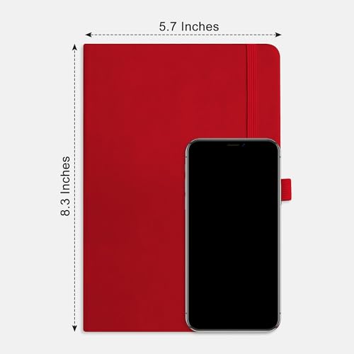 RETTACY Dotted Journal Notebook, 2-Pack, 160 Numbered Pages per Pack, A5 Medium Size (5.7'' x 8.3''), 120 GSM Thick Paper, Leather Hardcover, for Journaling, Planning, Tracking (Black & Red) - color: Black & Red, style: Dotted