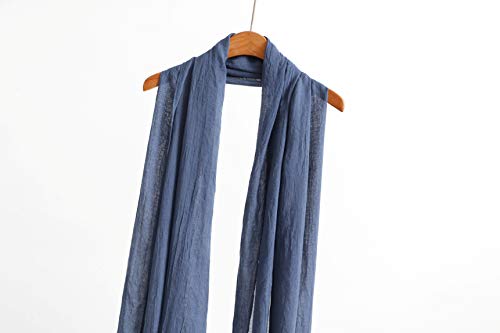 Jeelow Solid Color Scarf Wrap Shawl for Women Men – Soft Lightweight Head Scarf, All Season, Travel Beach Office Daily Wear - color: Blue Jean