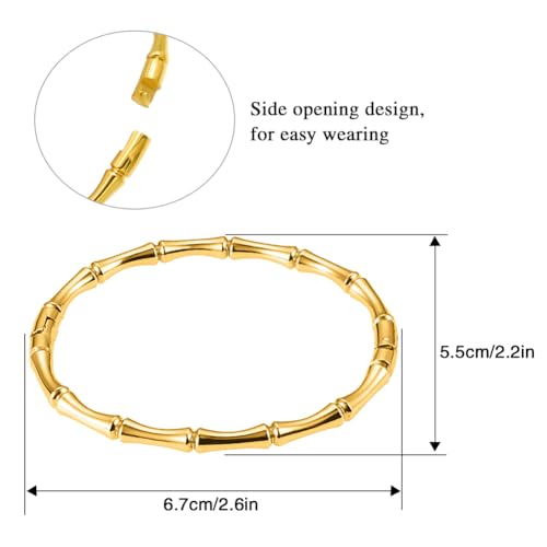 Stainless Steel Bamboo Design Bracelet Titanium Steel Bangle - color: Bamboo Gold
