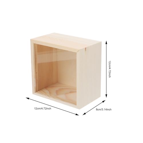 SEWACC 3pcs Sliding Lid Wood Storage Box 12x12x8cm Small Organizer Case for Sundries and Jewelry