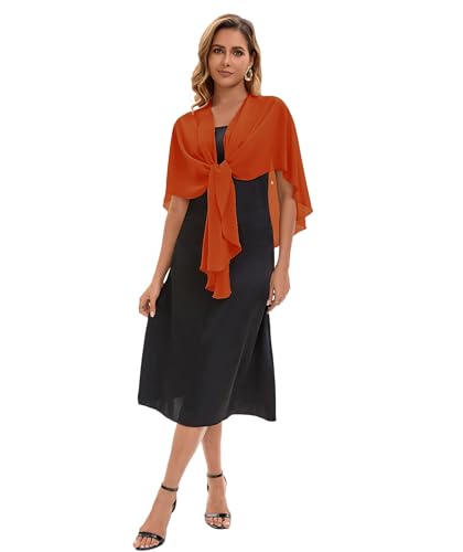 Baoqiya Chiffon Shawl Evening Scarf Shawls and Wraps for Women Wedding Party Bridal Scarves Cover Ups - color: Caramel