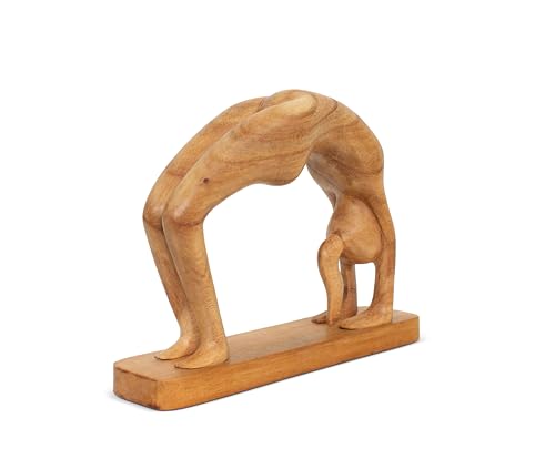 G6 Collection 10" Wooden Handmade Abstract Sculpture Art Decorative Home Decor Handcrafted Figurine Accent Decoration Artwork Hand Carved, Wheel Pose - style: Wheel Pose
