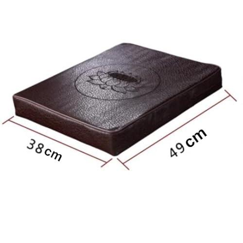 Leather Square Meditation Cushion, Meditation Kneeling Cushion Futon, Thickened Living Room Floor Cushion, for Floor Bedroom Balcony Sitting Pier Cushion(Brown)