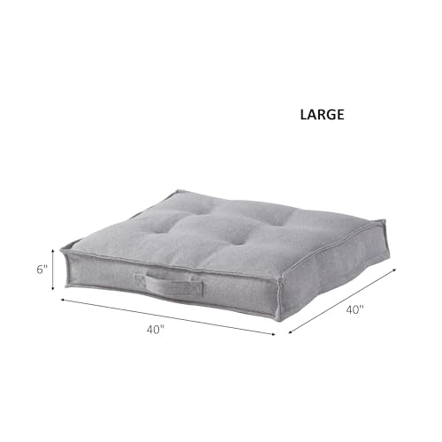 Square Tufted Floor Pillow with Removable Cover, Cement, Large (40") - color: Cement, size: Large (40")