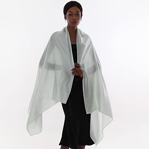 Womens Scarf Pashmina Shawls and Wraps for Evening Dresses Like Chiffon Silk Scarf for Bridal Wedding - color: Light Green