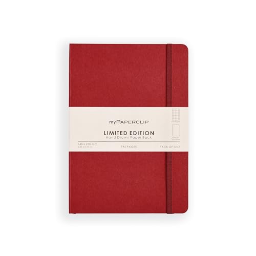 myPAPERCLIP Limited Edition A5 Checks/Square Grid Notebook | 192 Pages, 100 GSM, Soft Cover, A5 (5.83 × 8.27 in) | Flat Lay | Bookmark & Elastic Closure | Claret - color: Claret, style: Checks