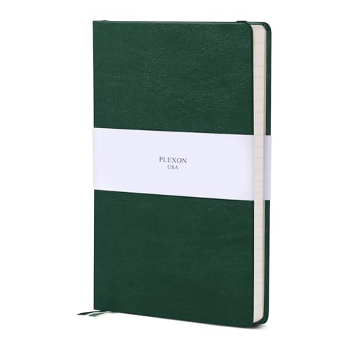 Plexon Lined Journal Notebook, Notebook Journal 160 Pages, Lined Notebook Medium 5.7 inches x 8 inches, 120 GSM Thick Paper, Emerald Green, Hardcover - color: Green, style: Lined