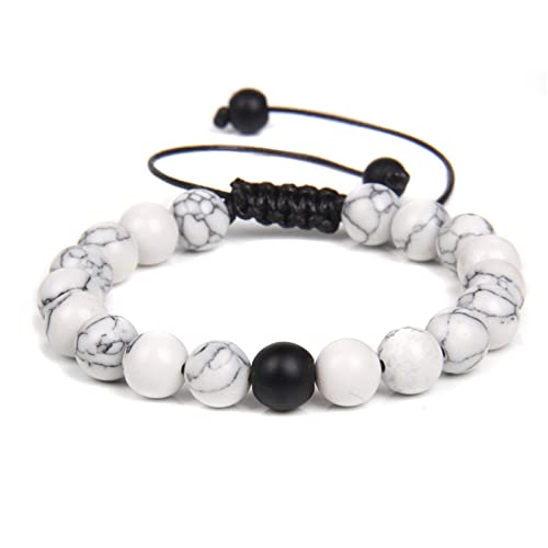 2Pcs Matte Lava Rock Volcanic Stone Beads Stretch Bracelet Stacking Frosted Gemstone Turquoise Seed Bracelet for Men Women Couple Stress Relief Aromatherapy Jewelry Gift - color: M strand