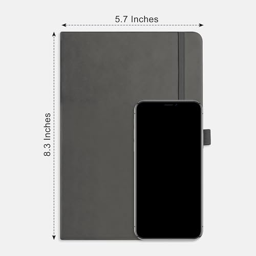 RETTACY Graph Grid Paper Notebook, 192 Pages, A5 Medium Size (5.7'' x 8.3''), 5 Squares per Inch, Leather Hardcover, 100 GSM Thick Paper, for School, Students, Math, Engineering (Gray) - color: Gray, style: Grid