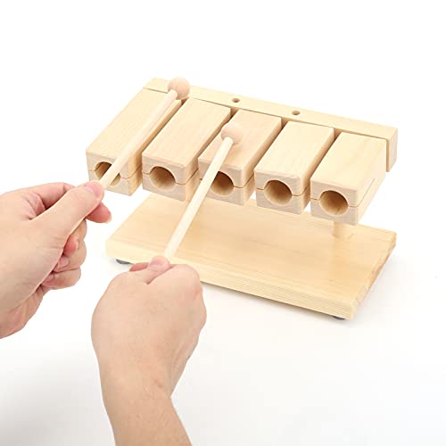Qiilu Percussion Rhythm Blocks for Kids - Wooden Percussion Block 5 Tones Maple Rhythm Blocks with Hammer for National Opera Music - Wood Musical Instrument