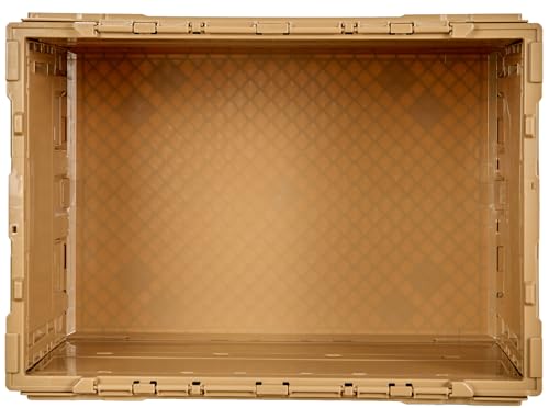 Trusco TR-O50B-A-DNB Thin Folding Container, 11.8 gal (50 L), No Lid, Beige Storage Case, Storage Box - color: beige, style: Locking lid included
