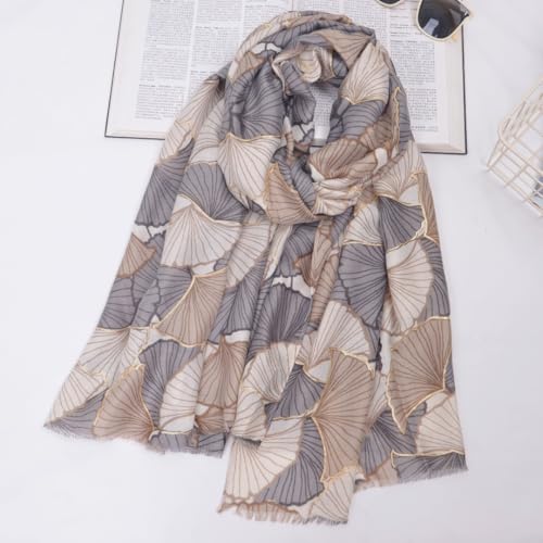Soft Silky Pashmina Shawl Wrap for Women,Lightweight Spring, Elegant Wrap for Spring Wedding & Travel - color: Golden Ginkgo