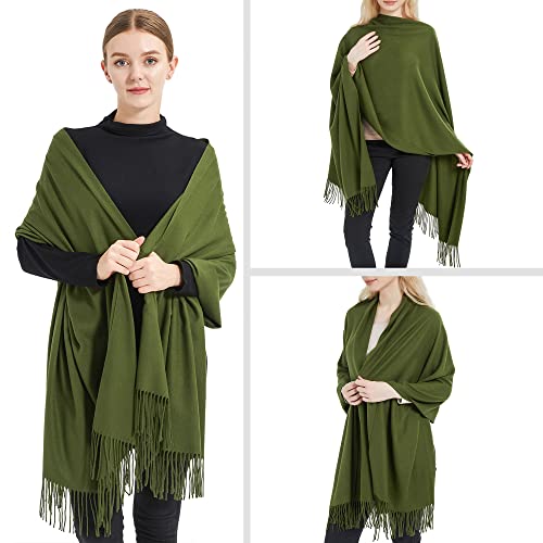 Ciormis Pashmina Scarf for Women, Soft Pashminas Shawls and Wraps for Evening Dresses, Wedding Bride Bridesmaid Shawls Scarf - color: Dark Green
