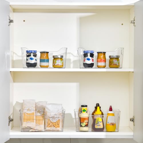 Clear Plastic Storage Bins - 12 Pack Pantry Organizers and Storage,Large Clear Pantry Organizer Bins, Plastic Containers with Handle for Kitchen,Freezer,Cabinet,Closet,Bathroom Under Sink - size: Large