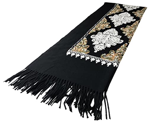 Urban CoCo Women's Embroidered Tassel Long Shawl Oversize Scarf Wraps for Women - color: #2-black