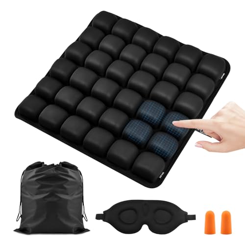Travel Cushion Airplane Seat,Airplane Seat Cushion for Long Flight,3D Air Cell Seat Cushion,Press Type air Inflatable Wheelchair Seats Cushions for Car,Office Chair,Stadium