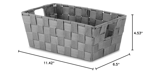 Whitmor Woven Strap Small Shelf Tote Savvy Gray, 1 Count (Pack of 1) - color: Savvy Gray, size: 11.42 × 6.5 × 4.53 inches
