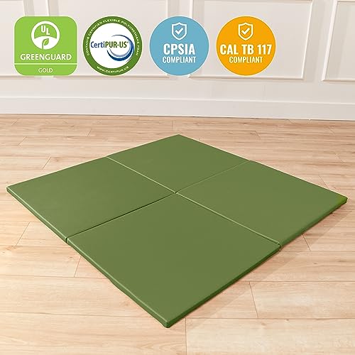 ECR4Kids SoftZone Play Patch Activity Mat Squares, Modular Playmat, Hunter Green, 4-Pack - color: Hunter Green
