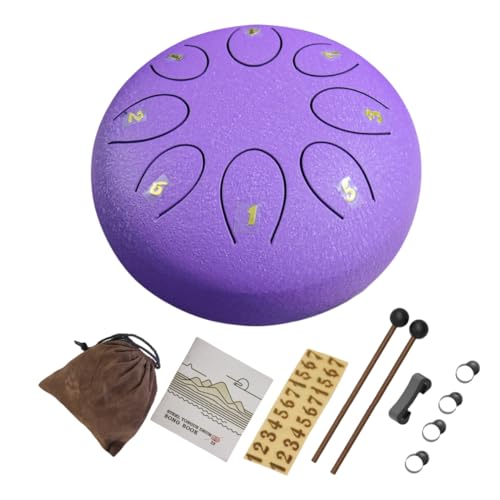 Steel Tongue Drum 6 Inch 8 Notes, Rain Drum Style Calming Percussion Instrument for Relaxation & Meditation, Musical Gift for Adults & Beginners(Lavende) - color: Lavende