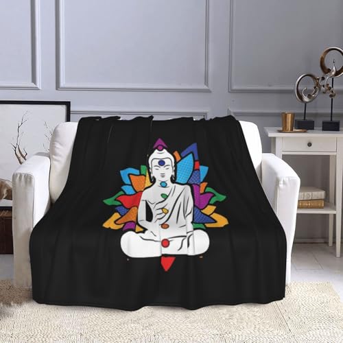 Buddha Chakra Meditation Super Soft Ultra-Fine Wool Blanket Sofa Living Room Linen Blanket Bedding Sofa Cover Blanket Soft Bed Blanket for Sofas and Beds - size: 50"x40"
