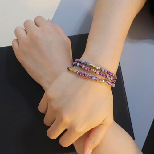 4mm Mini Beads Natural Stone Adjustable Bracelet For Women, Energy Charm Jewelry, Birthday Gift - color: Imperial Jasper