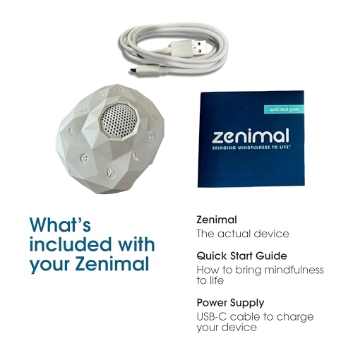 Zenimal Teen and Adult Meditation Audio Player - Patented Screen-Free Mindfulness Device with 9 Audio Meditations and 60 Minutes of Soothing Sounds and Music, Jade Sandstone
