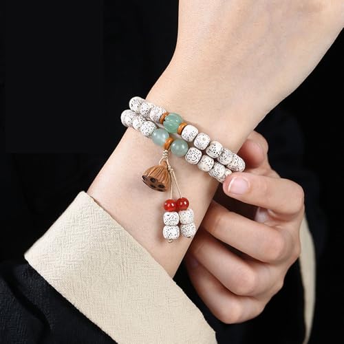Natural Star Moon Bodhi Bracelet for Women Men Double-loop Winding Star Moon Bead Bracelet Meditatioon Healing Anxiety Relief Energy Buddha Bead Bracelets Birthday Gift - color: Bodhi 23