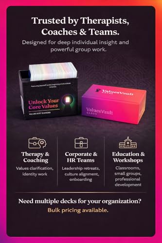 Core Values Cards Sort Deck 208 Values Cards | Therapist-Designed for Self Discovery & Personal Growth Tool