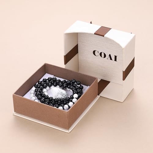 COAI Handmade 108 Mala Beaded Necklace for Women, Heart Pendant Necklace for Women - style: Onyx & Howlite
