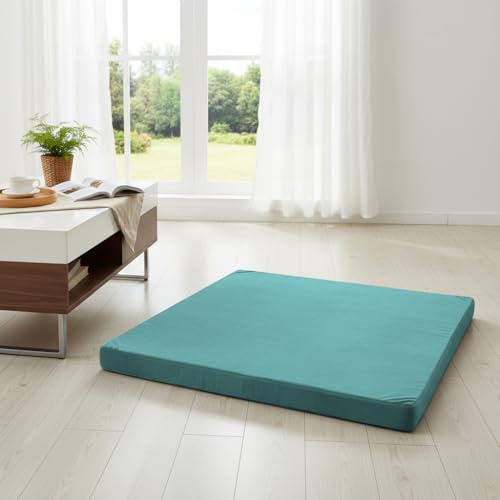 Velvet Zabuton Meditation Mat - Large Floor Pillow for Adults & Yoga Meditation Cushion - High Density Foam Floor Seating with Washable Cover, 31x31 Inch (Green) - color: Green