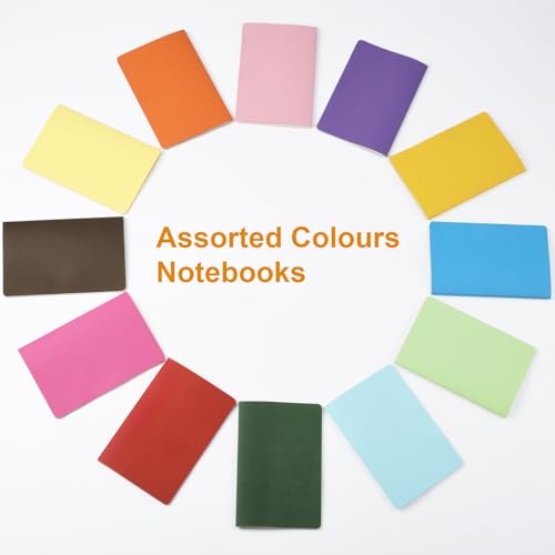 12 Pack Colorful Blank Notebooks Bulk, A5 Journals with 12 Colors, 60 Pages/30 Sheets, 8.3x5.5 Inch, Plain Paper, Travel Writing Journal Notebooks for Work & School