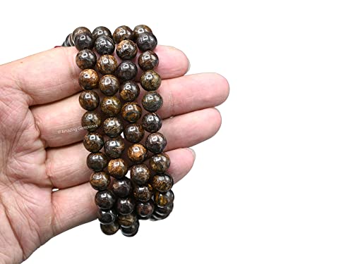 Amazing Gemstone Bronzite Mala Beads - 108 Prayer Beads for Meditation and Mindfulness Practice, Handcrafted Mala Beads with Natural Gemstones for Spiritual Healing and Relaxation (Plain) - color: Bronzite, style: Plain