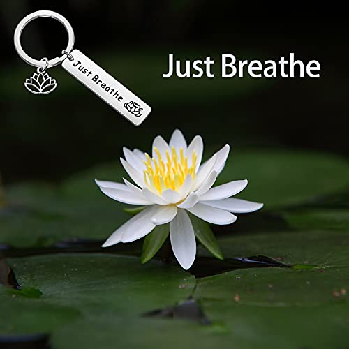 WUSUANED Breathe Lotus Keychain Yoga Jewelry Inspirational Gift for Women