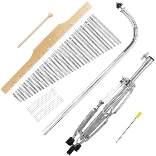 EASTROCK 36 Note Chimes Musical Instruments Percussion Instrument Single-row Chime Bar Chimes Percussion Height-Adjustable Stand Silver - color: 36note Silver