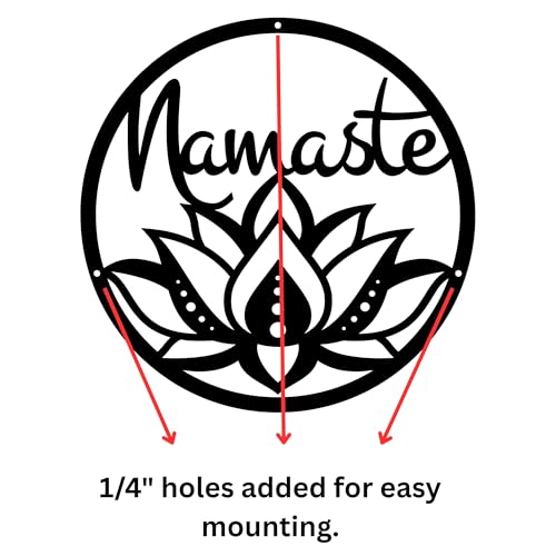 Namaste Lotus Flower Wall Hanging – Handmade Yoga Inspired Metal Décor, Boho Spiritual Artwork for Meditation Room, Mindfulness Studio, or Peaceful Home Accent - size: 18"