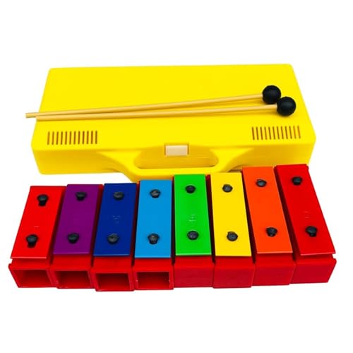 Medium Plastic Yellow Box 8-Tone Brick Colorful Soundboard Glockenspiel Percussion Instrument Glockenspiel Percussion Instrument