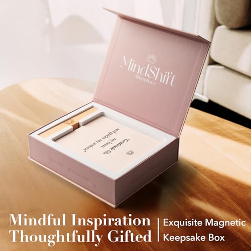 Positive Affirmation Cards with Wooden Display Stand, 88 Mindful Quotes for Daily Reflection, 720 GSM Inspirational Cardstock, Personal Growth & Office, Home Decor Gift for Men & Women