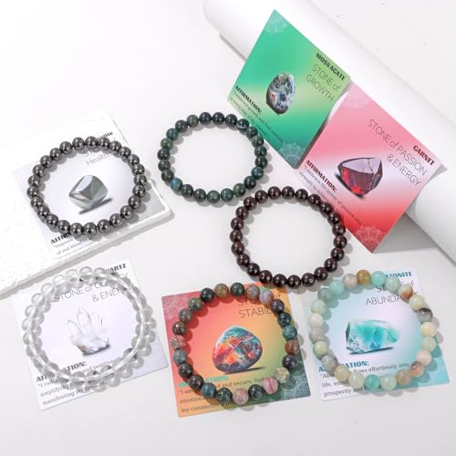 Crystal Beaded Bracelets for Women 4mm Clear Quartz Bead Handmade Gemstone Stretch Elastic Bracelet Natural Stone Crystal Healing Reiki Spiritual Jewelry Gifts - color: Amazonite, size: 8mm
