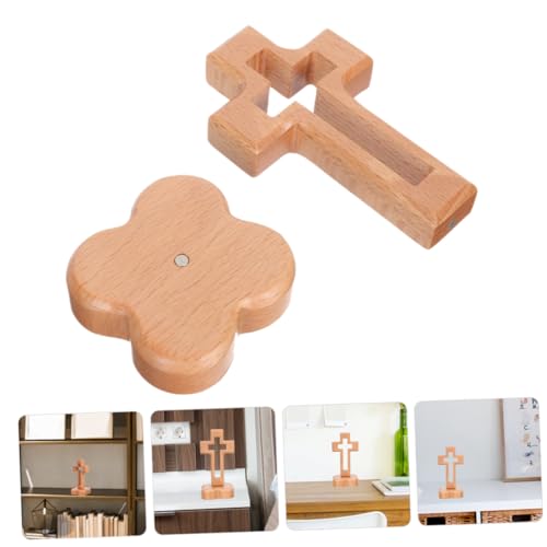 Sosoport Altar Decoration with Stand for Spiritual Faith Natural Wood Grain for Home Religious Settings
