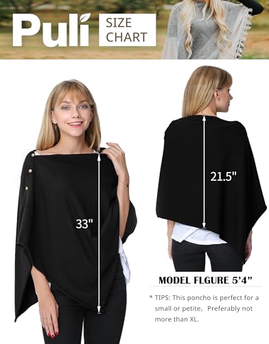 PULI Women's Versatile Knitted Shawls Scarf Poncho Sweater with Buttons Lightweight Spring Summer Fall Wraps - color: A-hotpink
