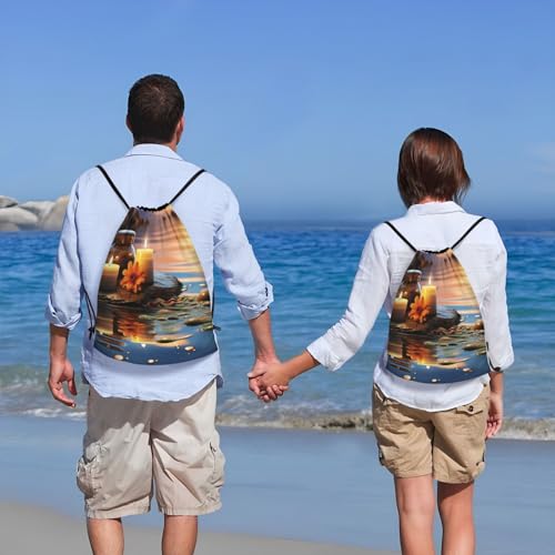 Candles Meditation Stones Drawstring Bag Women Men Drawstring Backpack Waterproof Lightweight Gym Sackpack Yoga Bag,Medium - size: Medium