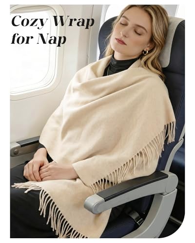 Winter Scarf for Women Pashmina Shawls and Wraps for Evening Dresses Wedding Party Bridesmaid Warm Long Scarves Shawl - color: A-beige
