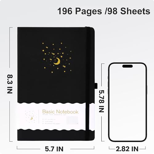 CAGIE 2 Pack Journals Notebook for Women Men, Hardcover Journaling Notebooks with Pen Loop, A5 Small Journal for Work Writing Note Taking Gifts, 5.7" x 8.3", Black& Purple - color: 00 Black Purple