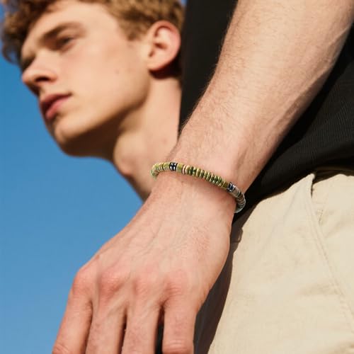 VIBILIA Healing Crystal Bracelets Beaded Bracelets for Men Women Natural Stone Adjustable Bracelets Unique Gifts for Father Son Grandfather Brother Friend - color: Unakite