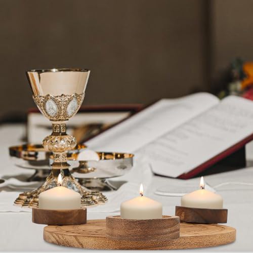 Wooden Pentacle Candlestick Holder Altar Plate Spiritual Ceremony Divination Candle Stand for Religious Rituals and Home Décor