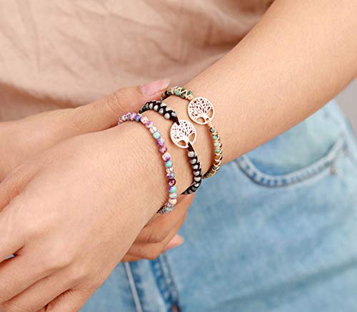 Boho Wrap Bracelet for Women, Handmade Natural Imperial Jasper Multi-Layer Stone Beaded Bracelet, Bohemian Healing Crystal Stone Jewelry Gifts - color: Purple Jasper