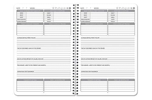 BookFactory Mindfulness Journal/Mindful Daily Notebook/Intention Tracking Log Book/Logbook 100 Pages - 6'' x 9'' Durable Thick Translucent Cover, Wire-O Binding (Made in USA) - style: Mindfulness Wire-O