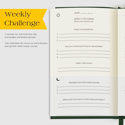 The Original Gratitude Journal with Inspiring Prompts & Quotes for Mindfulness, Reflection & Personal Growth - Daily Wellness Journal for Men & Women - Luxurious Earth Green Cover - color: Earth Green