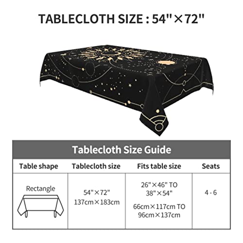 Cafl Tarot Tablecloth Sun Star Moon Tablecloth Waterproof Wrinkle Free Rectangle Table Cloth for Dining Room 54 x 72 Inch