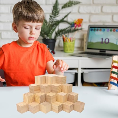 52 PCS Premium 2 Inch Wooden Cubes, Natural Pine Wood Cubes for Crafts, Wood Blocks Ready for Artistic DIY Projects-Unleash Creativity with Blank Wood Blocks - size: 52 PCS 2 Inch